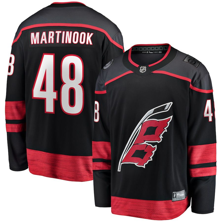 Men Carolina Hurricanes #48 Jordan Martinook Fanatics Branded Black Home Breakaway NHL Jersey